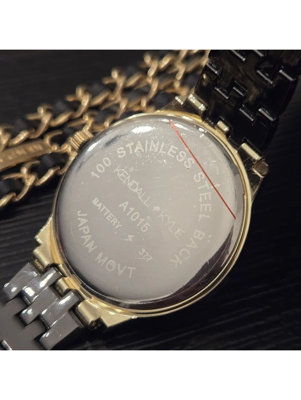 Kendall Kylie Gold Black Tone Watch Bracelet Set Womens Multi Strand New In Box